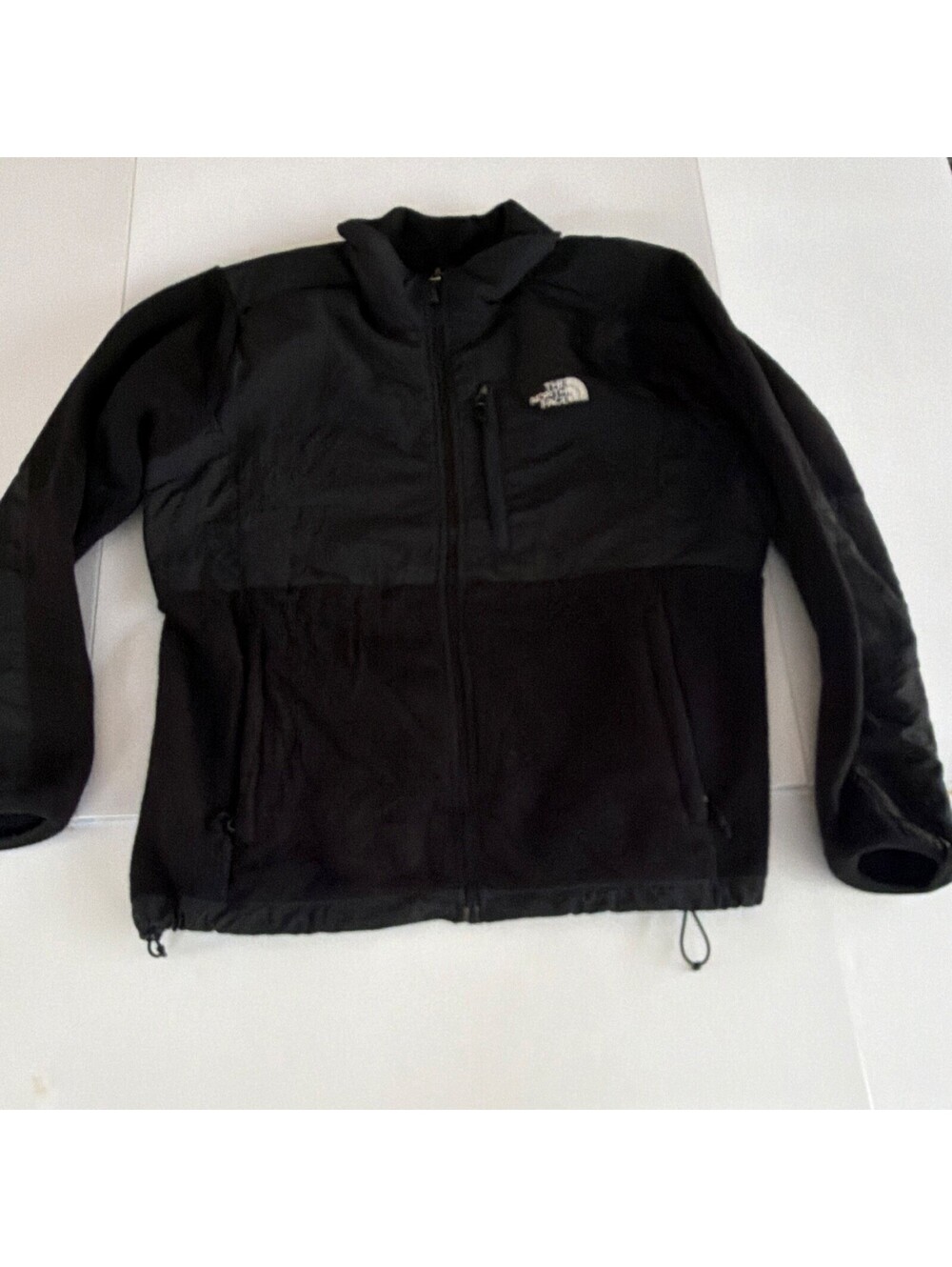 The North Face Men's Black Solid Full Zip Logo Jacket Pockets Stand-Up Size L